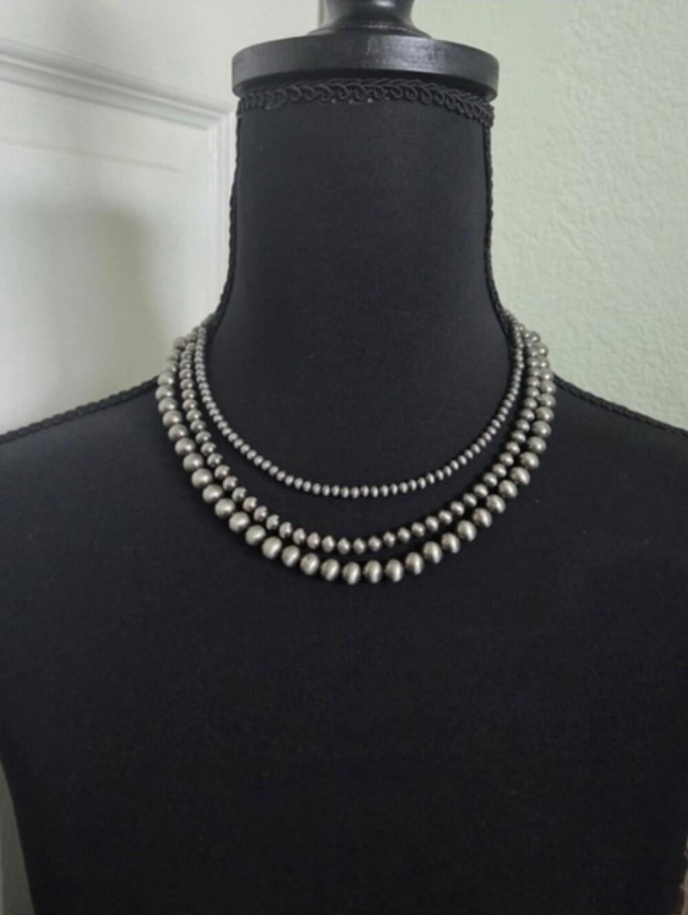 Triple Stack Faux Navajo Pearl Necklace Western Boho Southwestern Gift Rodeo